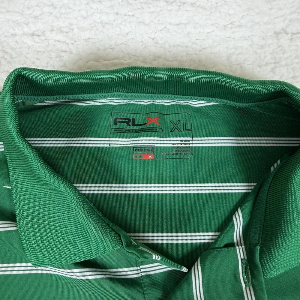 Men's Polo Ralph Lauren RLX Performance Golf Polo Shirt Size XL Green Striped